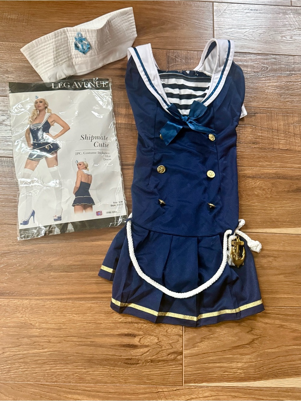 Leg Avenue Navy and White Shipmate Sailor Costume with Gold Accents